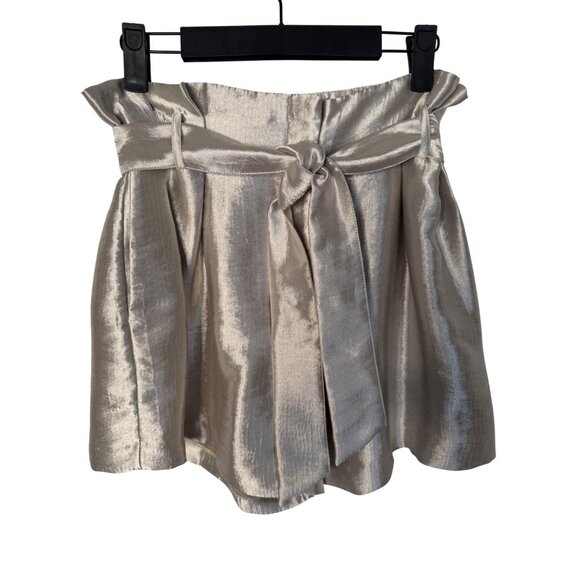Zara Pants - ZARA XS Vintage Style High-Waisted Metallic Champagne Colored Shorts